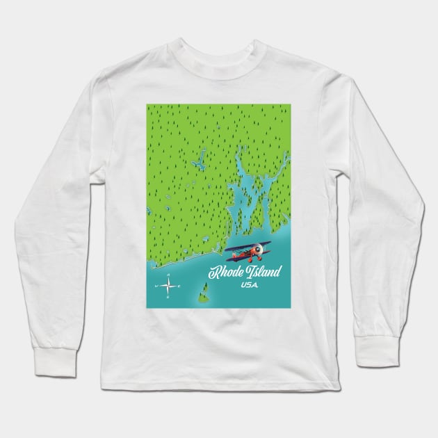 rhode island USA map Long Sleeve T-Shirt by nickemporium1